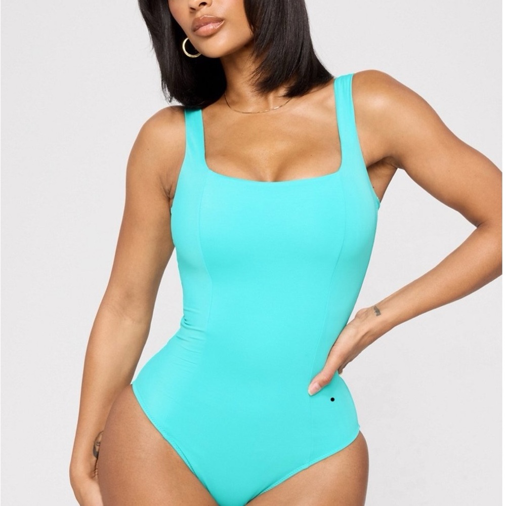 Fabletics Blue One-Piece Swimsuit with Scoop Neckline